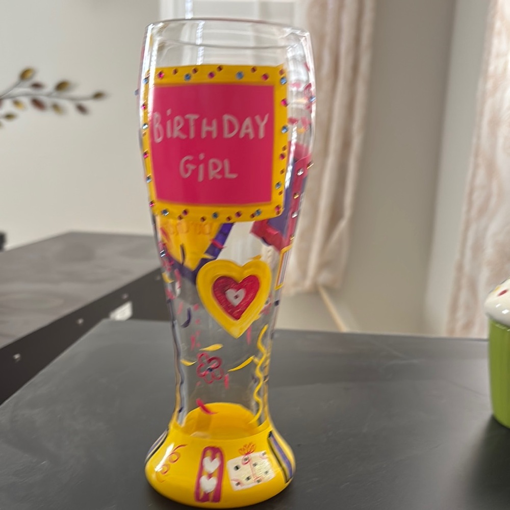 Lolita Birthday Girl Glass with Pink and Yellow Accents